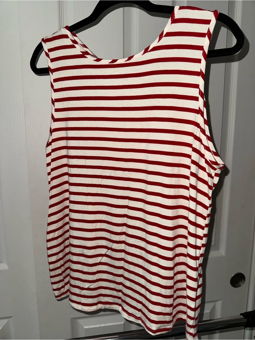 Green Envelope Red and White Striped Sleeveless Tank